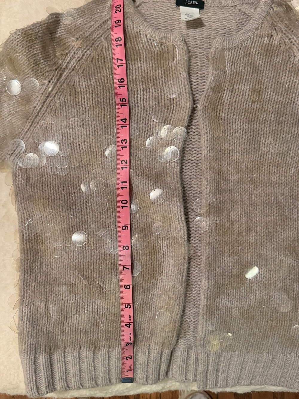 J Crew Wool Cashmere Cardigan Sweater with Clear Sequin Paillettes
Size Medium - Picture 4 of 5